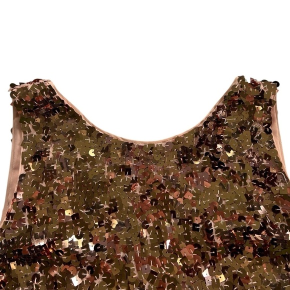 Kate Spade Rose Gold Sequin Bow Cutout Back Sleeveless Mini Dress Size 8 - Picture 7 of 16